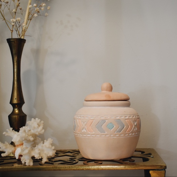 Boho Clay Decorative Container - Picture 1 of 4